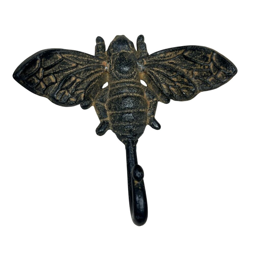 Vintage Bee Hand Forged Cast Iron Handcrafted Artisan Coat Key Wall Hook